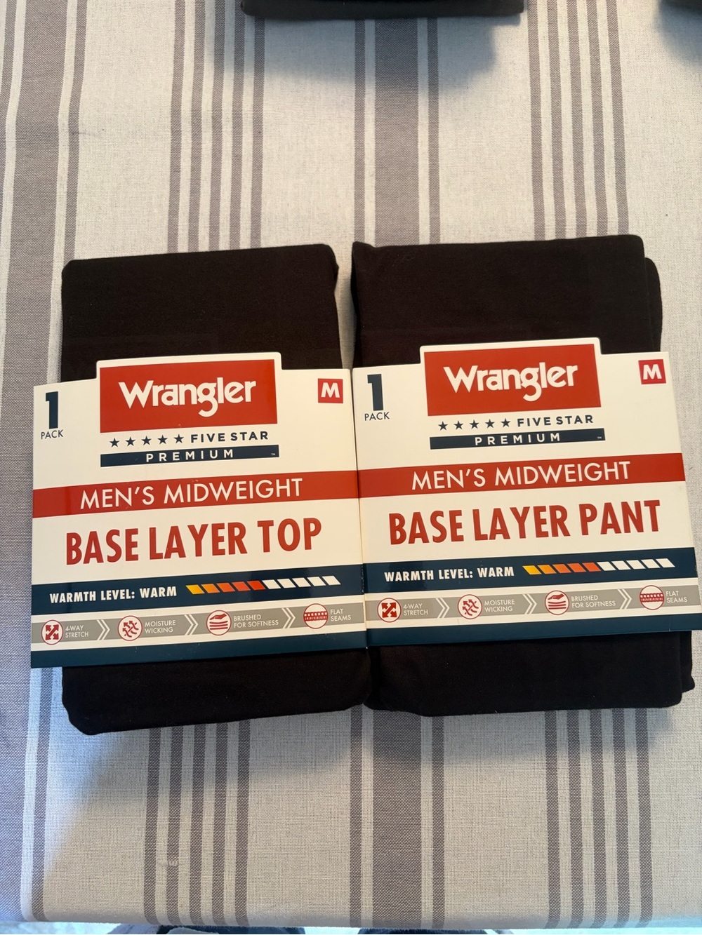 Wrangler Men's Midweight Base Layer Top & Pant Set - Black